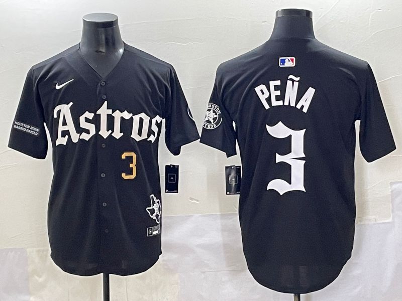 Men 2025 Houston Astros 3 Pena Black Five generations Joint Name Nike MLB Jersey style 14